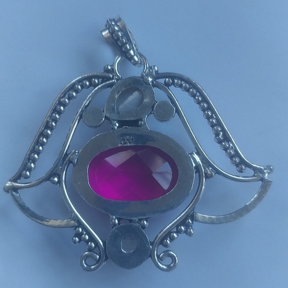 Pearl, Peach Quartz and Moonshine pendant - Picture 2 of 5